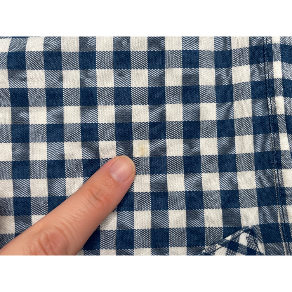 J Jill XL Blue White Gingham Check Cotton Blouse Boat Neck Button Front Cottagec - Picture 3 of 13